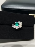 1CTW Asscher Cut Emerald Gemstone Ring in 18K White Gold
