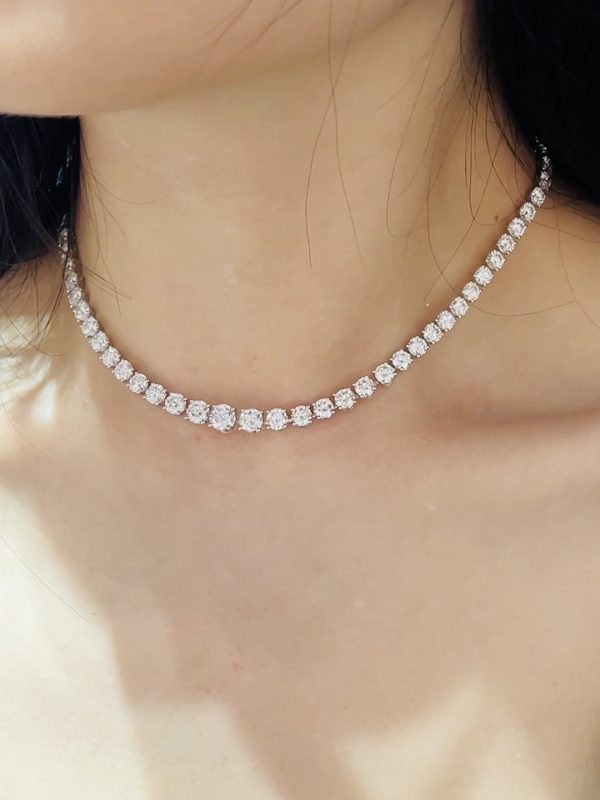 22CTW round cut full circle lab grown diamond necklace in 18K white gold