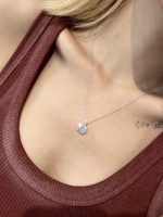 2CT Lab Grown Diamond Round Brilliant Solitaire Pendant in 18K  White Gold