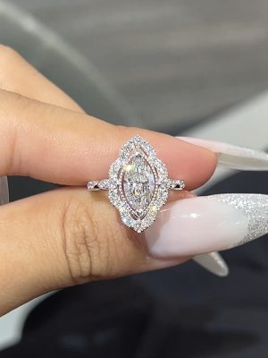 1CTW Marquise Cut Lab Grown Diamond Engagement Ring