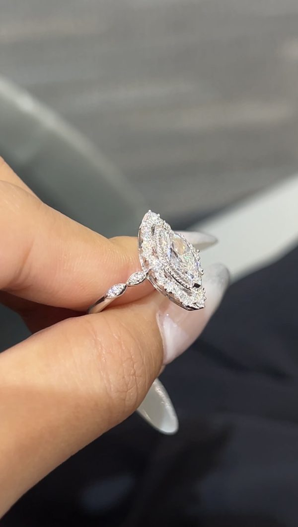 1CTW Marquise Cut Lab Grown Diamond Engagement Ring