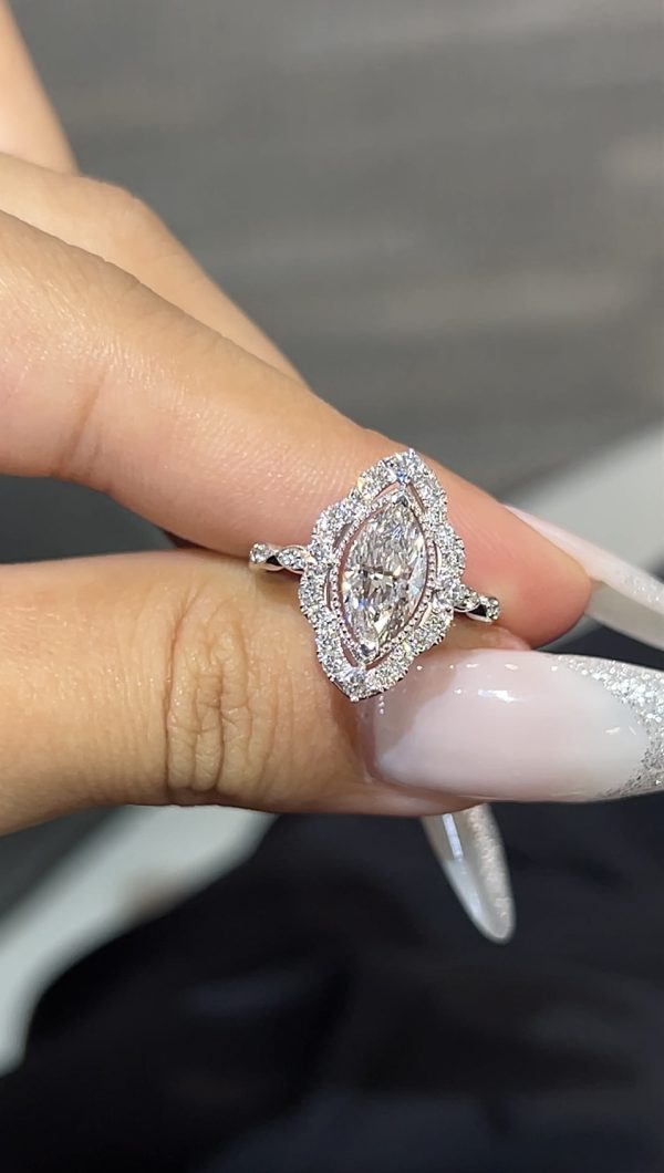 1CTW Marquise Cut Lab Grown Diamond Engagement Ring