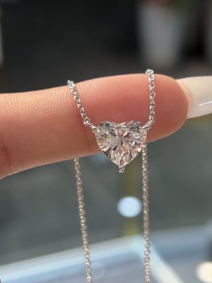 1CT Heart Cut Lab Grown Diamond Solitaire Pendant in 18K White Glod