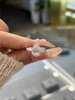 3CTW Pear Shape Three Stone Lab Grown Diamond Engagement Ring