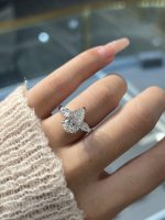 3CTW Pear Shape Three Stone Lab Grown Diamond Engagement Ring