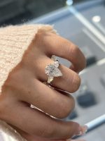 3CTW Pear Shape Three Stone Lab Grown Diamond Engagement Ring