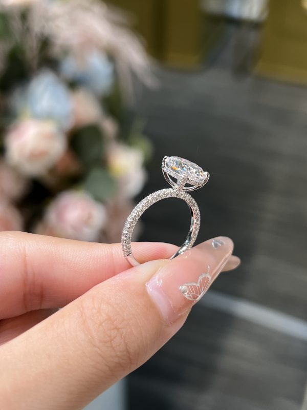 3CTW Oval Cut Lab Grown Diamond Engagement Ring Four Prong