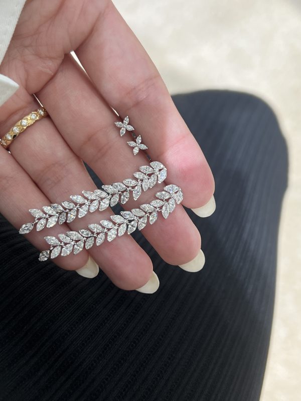 Marquise Cut and Round Brilliant Lab Grown Diamond Earrings