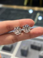 10CTW Lab Grown Diamond Earrings Six Prong in 18K White Gold