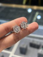 10CTW Lab Grown Diamond Earrings Six Prong in 18K White Gold