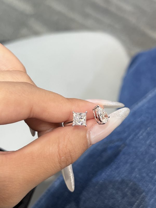 Toi et Moi Lab Grown Diamond Pear Shape and Princess Cut Engagement Ring