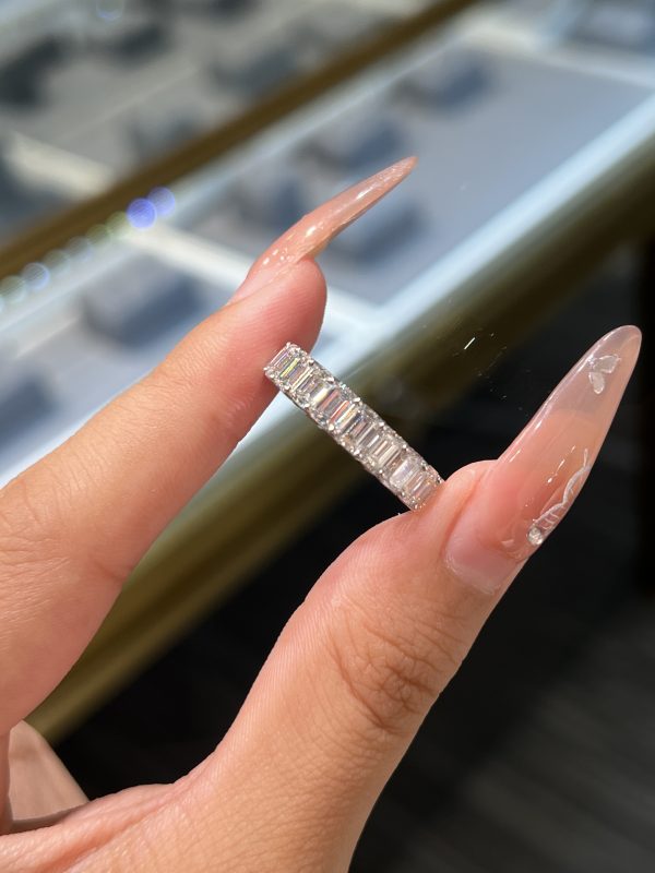 5.9CTW Emerald Cut Lab Grown Diamond Women's Wedding Band Ring