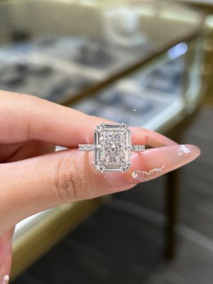 3CTW Radiant Cut Lab Grown Diamond Engagement Ring in 18K White Gold