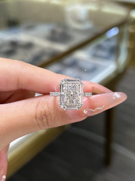 3CTW Radiant Cut Lab Grown Diamond Engagement Ring in 18K White Gold