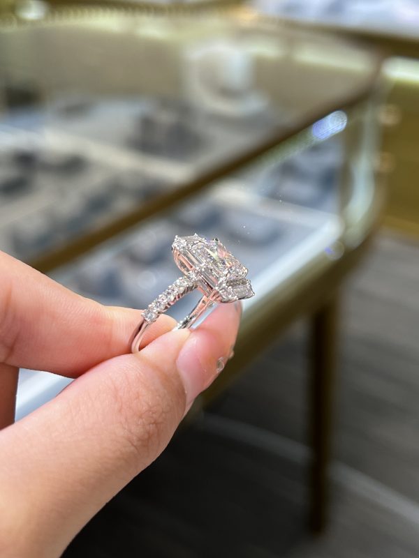 3CTW Radiant Cut Lab Grown Diamond Engagement Ring in 18K White Gold