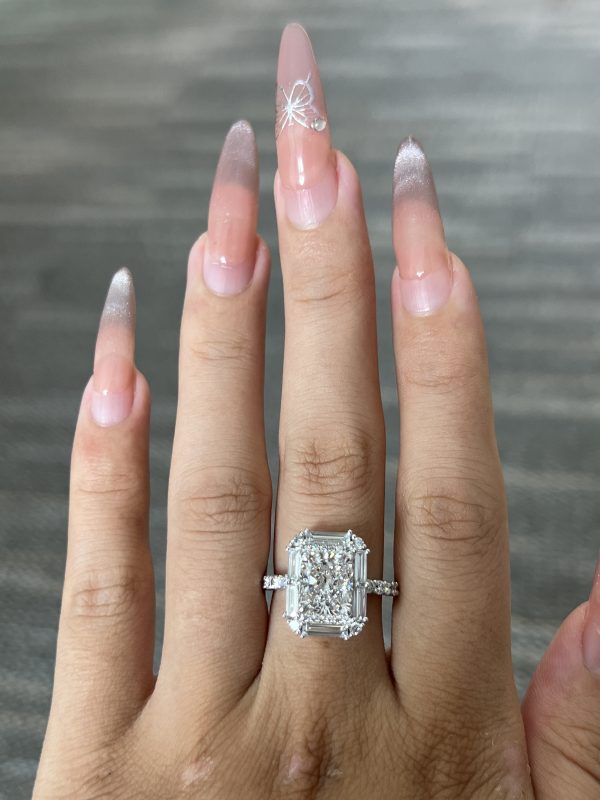 3CTW Radiant Cut Lab Grown Diamond Engagement Ring in 18K White Gold