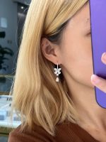 18k white gold pear cut and marquise cut lab grown diamond earrings