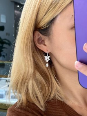 pear cut with marquise cut lab grown diamond earrings