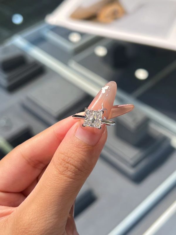 2CTW Princess Cut Lab Grown Diamond Engagement Ring