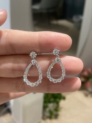 2.4CTW Lab Grown Diamond Chandelier Earrings in 18K White Gold
