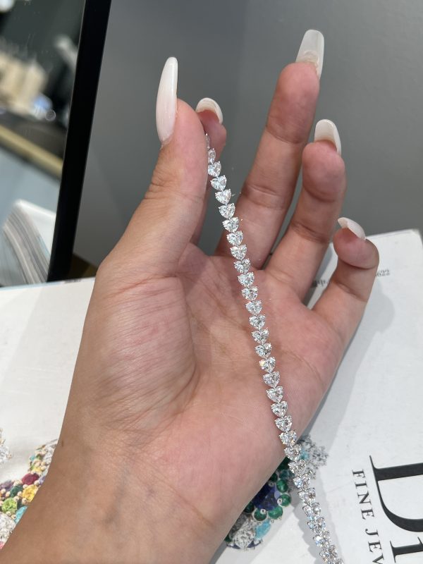 12CTW Heart Cut Lab Grown Diamond Bracelet in 18K White Gold