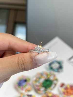 1CTW  Round Brilliant Lab Grown Diamond Engagement Ring Six Prong