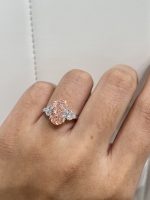 3.6CTW Oval Cut Fancy Intense Pink Lab Grown Diamond Ring Three-Stone