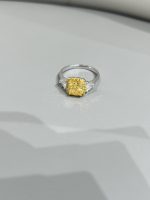 1.5CTW Cushion Cut Fancy Intense Yellow Lab Grown Diamond Ring  Three-Stone