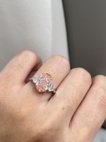 3.6CTW Oval Cut Fancy Intense Pink Lab Grown Diamond Ring Three-Stone