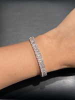 26CTW Emerald Cut Lab Grown Diamond Tennis Bracelet In 18K White Gold