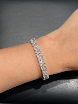 Emerald Cut Lab Grown Diamond Tennis Bracelet
