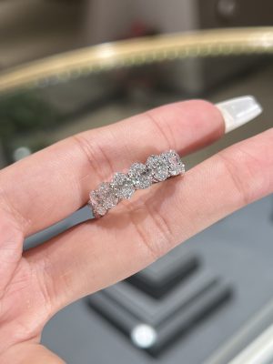 Round Brilliant Cut Women's Lab Grown Diamond Band in 18K White Gold