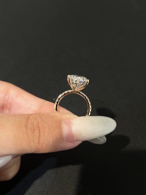 5CTW Oval Cut Lab Grown Diamond Engagement Ring Four Prong