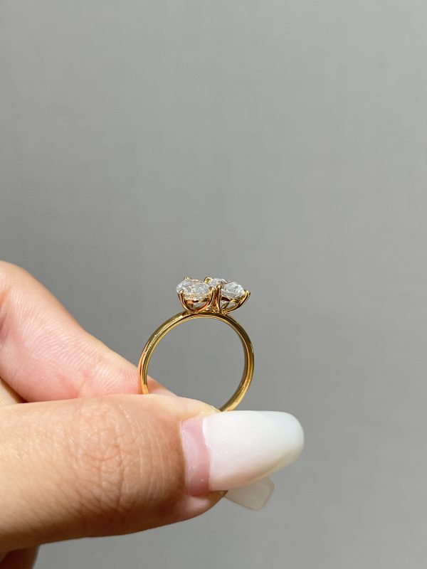 Toi et Moi Round Cut and Pear Shape Lab Grown Diamond Engagement Ring Two-Stone