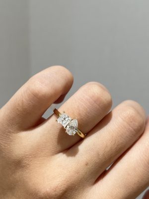 Toi et Moi Princess Cut & Pear Cut Lab Grown Diamond Engagement Ring