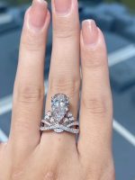 3.5CTW Pear Cut Lab Grown Diamond Engagement Ring in 18K White Gold