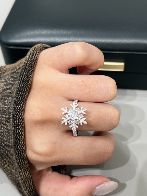 1 Carat D VVS2 Snowflake 18K White Gold Lab Grown Diamond Engagement Ring