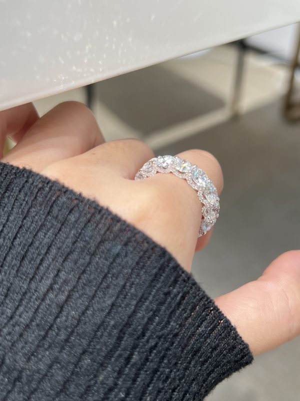 8 Carats Full Circle Lab Grown Diamond Wedding Band Ring in 18K White Gold