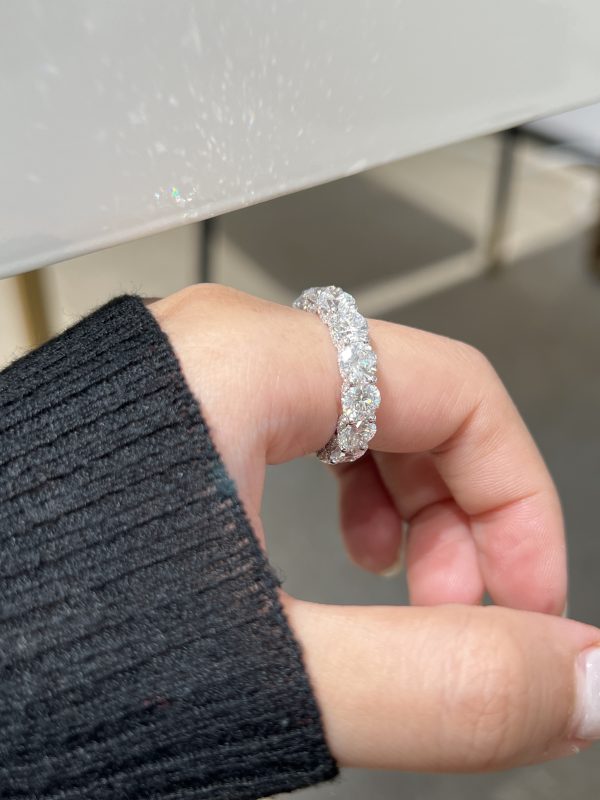 8 Carats Full Circle Lab Grown Diamond Wedding Band Ring in 18K White Gold