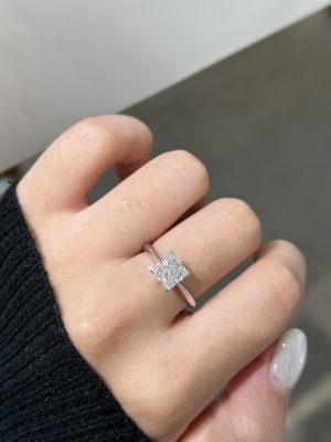 1.5 Carat Princess Cut Lab Grown Diamond Engagement Ring in 18K White Gold