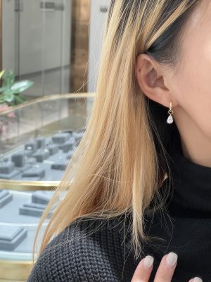 1.4CTW Pear Shape Lab Grown Diamond Earrings in 18K Yellow Gold