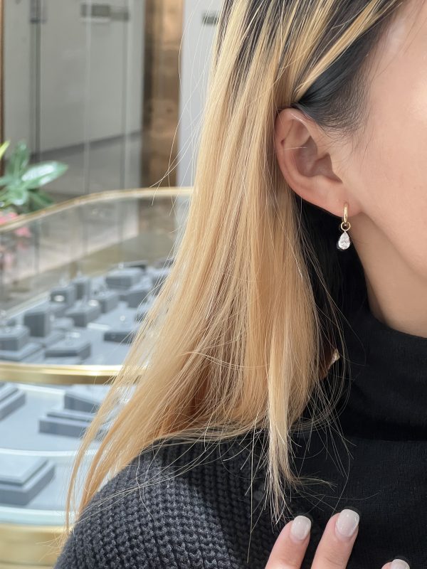 1.4CTW Pear Shape Lab Grown Diamond Earrings in 18K Yellow Gold