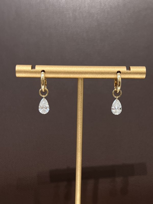 1.4CTW Pear Shape Lab Grown Diamond Earrings in 18K Yellow Gold