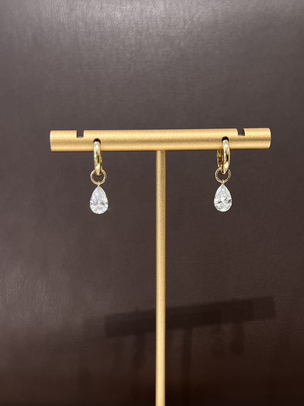1.4CTW Pear Shape Lab Grown Diamond Earrings in 18K Yellow Gold