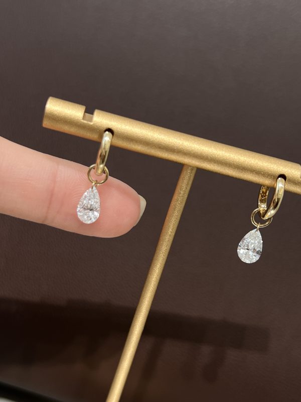 1.4CTW Pear Shape Lab Grown Diamond Earrings in 18K Yellow Gold