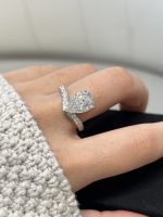 3 Carats Pear Shape Lab Grown Diamond Engagement Ring in 18k White Gold