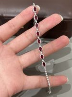 Lab Grown Diamond & Ruby Bracelet For Women in 18K White Gold