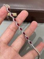 Lab Grown Diamond & Ruby Bracelet For Women in 18K White Gold