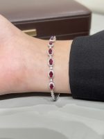Lab Grown Diamond & Ruby Bracelet For Women in 18K White Gold