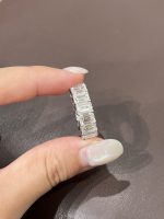 11 Carats Full Circle Emerald Cut Lab Grown Diamond Wedding Band Ring in 18K White Gold